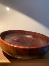 VINTAGE Wooden BOWL Round Shape Dark CHERRY Color Lifted BASE picture