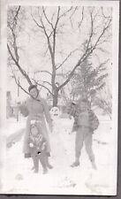 PHOTOGRAPH GIRLS/BOYS SNOWMAN SNOWBALL FASHION PAYNESVILLE MINNESOTA OLD PHOTO picture