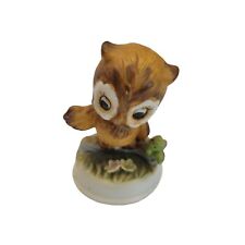 Vintage Ceramic Cute Horned Owl Caterpillar Figurine Bird Nature Tawain picture