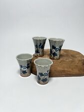 Vintage Japanese Pottery Sake Set Stoneware Pottery-Mid Century Set Of Four picture