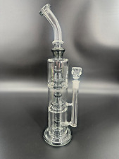 17in Heavy Thick Glass Bong Water Pipes with 14mm Skull Bubbler Black picture