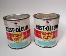 Two Vintage 1967 Quarts Of Rustoleum 866 Marlin Blue Paint Can Not Spraypaint picture