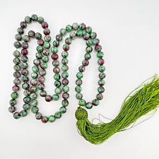 Ruby Zoisite Worry Beads Pendant Necklace Mala Japa 108 Genuine Gemstone picture