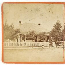 Unknown Mystery Cottage House Stereoview c1870 Horse Cart Family Pram Road A2215 picture