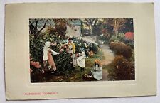 Antique Postcard Gathering Flowers Real Photo Hand Tinted National Series 1909 picture
