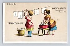 Gilbert & Graves Laundry Starch Women Washing Clothes Line Victorian Trade Card picture