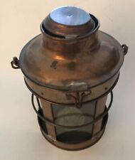 VINTAGE RUSTIC COPPER & GLASS NAUTICAL TYPE CANDLE HOLDER LANTERN 11