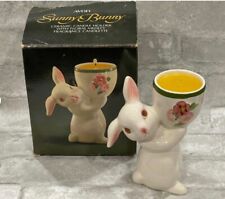 Avon Sunny Bunny Ceramic Candle Holder with Candle 1981 Easter Figurine Vintage picture
