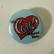 Six Flags  AstroWorld  Vintage Employee Pinback Button Pin | “We Care About You” picture