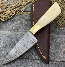 SHARD™ HAND FORGED Damascus Steel Skinner Hunting Knife Bone Handle W/Sheath picture