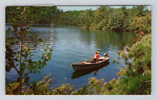 Postcard 1971 Man in Small Motorboat Lake Fishing Sport Recreation Water View picture