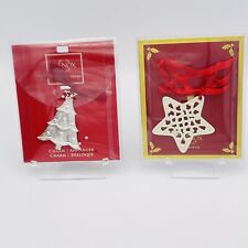 Lot of 2 Lenox Pierced Star 6237812 & Tree  Silver Plated 815577 Ornament Charm picture
