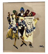 Original Vintage Oil On Paper Signed African American Style Framed picture
