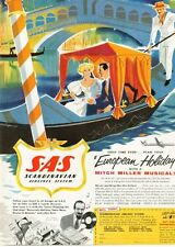 1955 Scandinavian Airlines PRINT AD SAS Rome European Holiday Venice Gondola picture