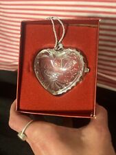 Lenox Our First Christmas Crystal Heart Locket Ornament With Red Jewel Clasp picture