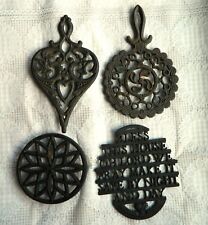 Lot of 4 Wilton Vintage Black Cast Iron Trivets Wall Hanging Table Decor picture