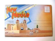 Antique Expandable Linen Post Card, New Mexico, NM, Unused, Fold Out, 18 Scenes picture