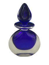 Robert Held Blue Art Glass Perfume Bottle Cobalt Signed Artist R Held 4.5
