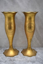 Pair of Older Church Flower Vases, Trumpet Style, 12 1/2