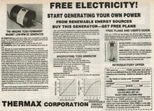 1980 Vintage Print Ad Thermax Corporation Free Electricity TC25G DC Generator picture