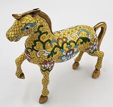 Vintage Cloisonne Prancing Yellow Horse Figurine picture