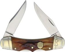 Rough Rider Brown Stag Bone Double Lock Dual Blade Folding Pocket Knife 1798 picture
