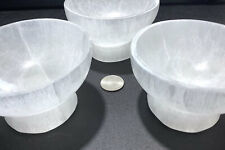 Wholesale Bulk Lot 3 Pack Of Selenite White Crystal Bowl Carved Crystal Decor picture