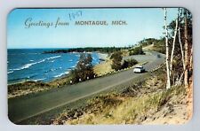 Montague MI-Michigan, Scenic Greetings, Scenic Drive, Vintage Souvenir Postcard picture