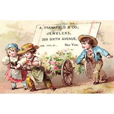 c1880 NEW YORK A. FRANKFIELD & CO JEWELERS CHILDREN VICTORIAN TRADE CARD P127 picture