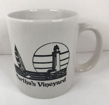 VTG Martha's Vineyard Landmark Graphic Coffee Mug Cup White Black Graphic picture