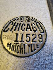 Vintage 1970 Chicago Motorcycle Vehicle Tax Tag Embossed Sign picture