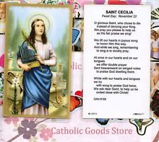 St. Saint Cecilia + Prayer -(G)  Laminated  Holy Card picture