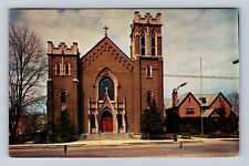 Wilmington OH-Ohio, St Columbkille Church, Religion, Vintage c1960 Postcard picture
