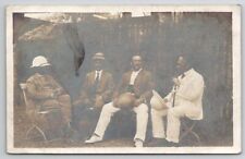 RPPC Four Men Lounging In Yard Suits Hats Cigars  Postcard B39 picture