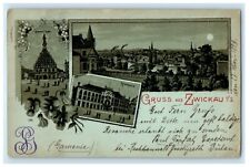 1899 Greetings From Zwickau Germany Multiview Antique Postcard picture