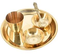 Brass Ladoo Bhog Puja Thali Laddu Gopal Kanha ji Thakur ji Pooja Plate Set 5 pcs picture