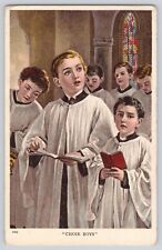 Postcard Choir Boys Singing In Church With Hymnal Vintage 1908 picture