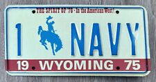 1975 Wyoming License Plate - NAVY -  Nice Original Condition picture
