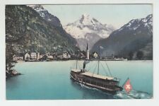 [77241] 1909 POSTCARD showing BOAT on LAKE THUNERSEE, BRISTENSTOCK, SWITZERLAND picture