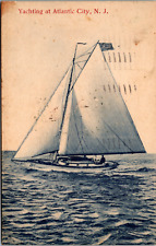 Vintage C. 1910 Yachting Sailing on Ocean Atlantic City New Jersey NJ Postcard picture
