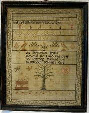 SMALL LATE 18TH CENTURY ADAM & EVE MOTIF & VERSE SAMPLER BY SARAH CHRISTIAN 1797 picture
