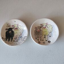 Sukey USA Decorative Trinket 3.75” Lamb Sheep Plates Lot of 2 picture