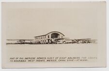 RARE 1930 Pan American Airways Airline Issued Real Photo Postcard Miami Airport. picture