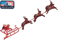 Christmas Cake Topper, Santa Sleigh with 6 Reindeer, Food Safe Plastic picture