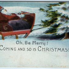 c1910s Christmas Santa Claus Comic Bed Sleigh Couch 