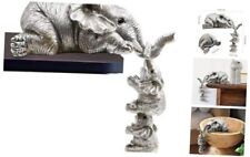 Elephant Decor, Elephant Statue Figurine, Good Luck Elephant Holding Two Silver picture
