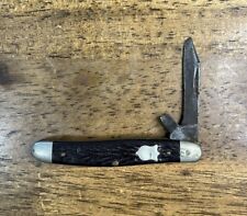 Vintage Camillus 2 Blade Brown Bone Pocket Knife Made in New York USA Stainless picture