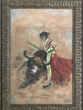 Bullfighter Pastel Framed Vintage Wall Art MCM Decor picture