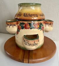 Hand Painted Herb Pot Made In Uruguay By Taller De Pico Pottery 2003 picture