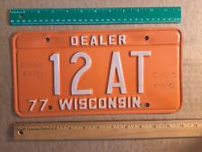 License Plate, Wisconsin, 1977, Dealer, 12 AT picture